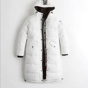 Hollister long puffer jacket bright white